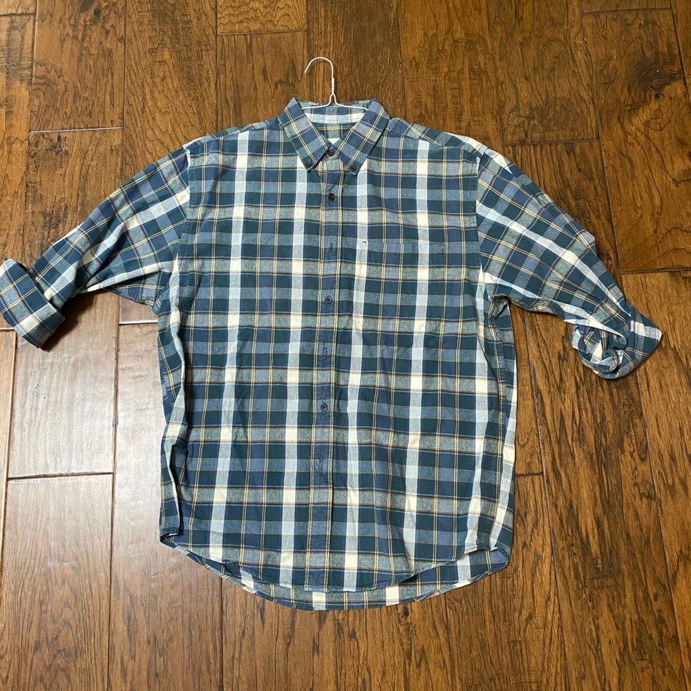 Eddie Bauer mens dress shirt size M regular - blue yellow green